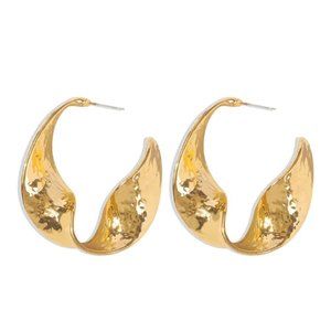 Anthropologie Twist Gold Hoop Earrings